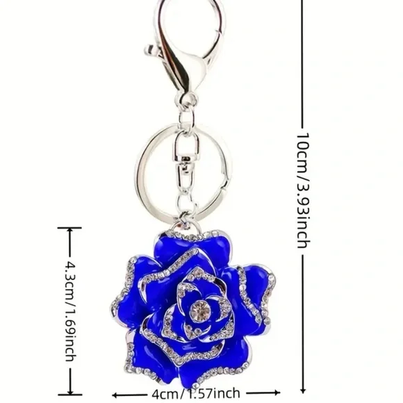 NWT Elegant Black and Silver Rose Purse Charm - Picture 2 of 3